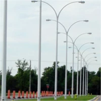 Tiang PJU Double Ornament Bulat Parabol 8 Meter