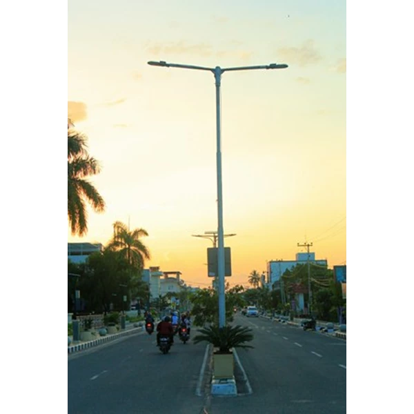 8m double angle round street light pole