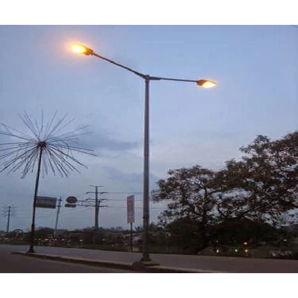 9 meter double parabolic PJU Street Light Pole