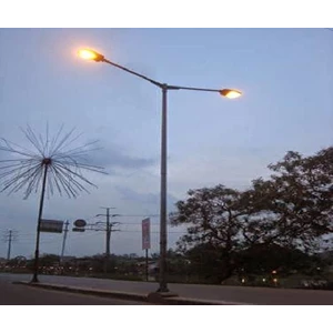 Tiang Lampu Jalan Bulat Double 8mter 