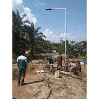 Tiang Lampu Jalan Oktagonal Single Angle 10m 
